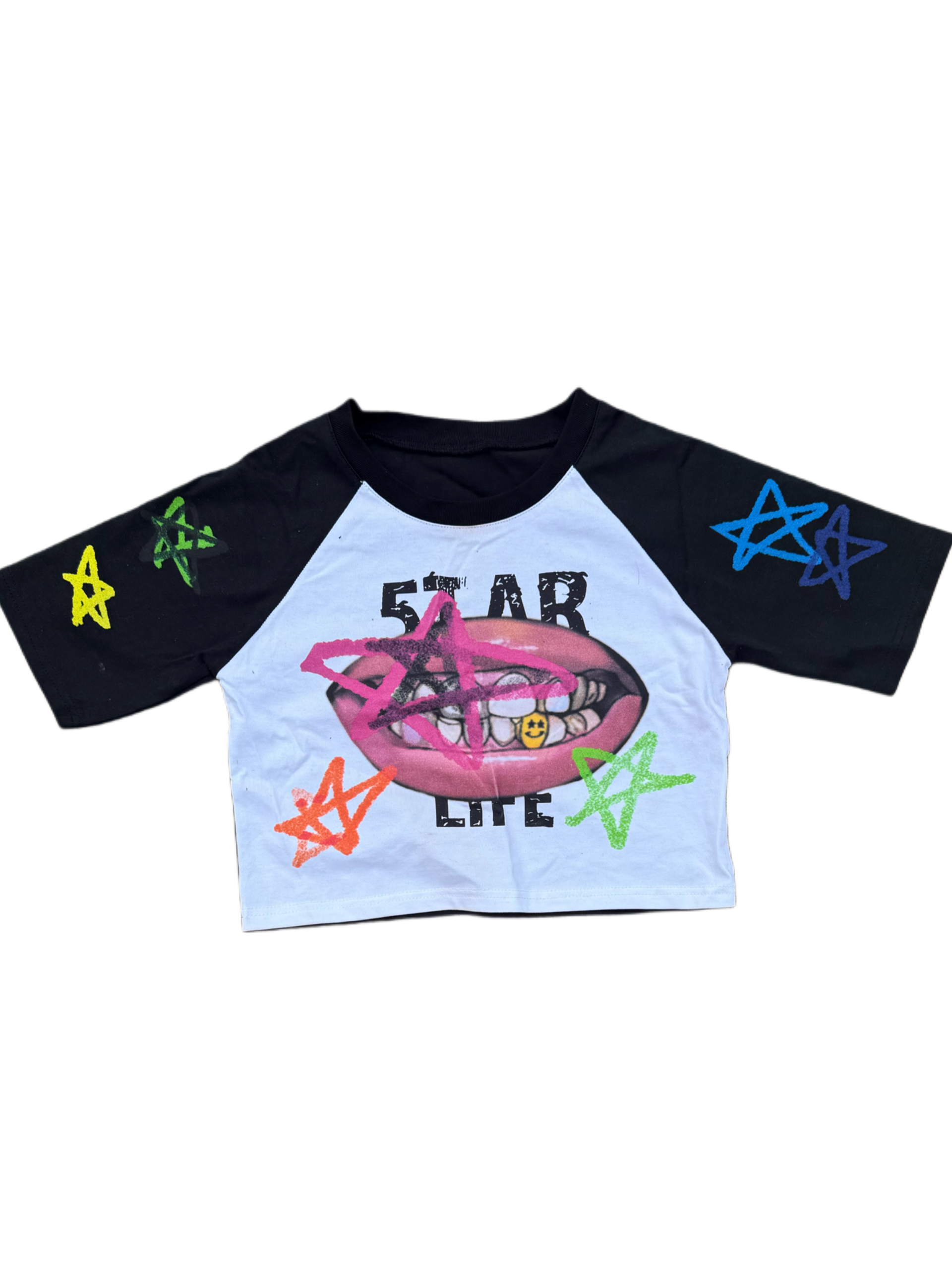 Black+ White Cropped 'Stargirl' Tee