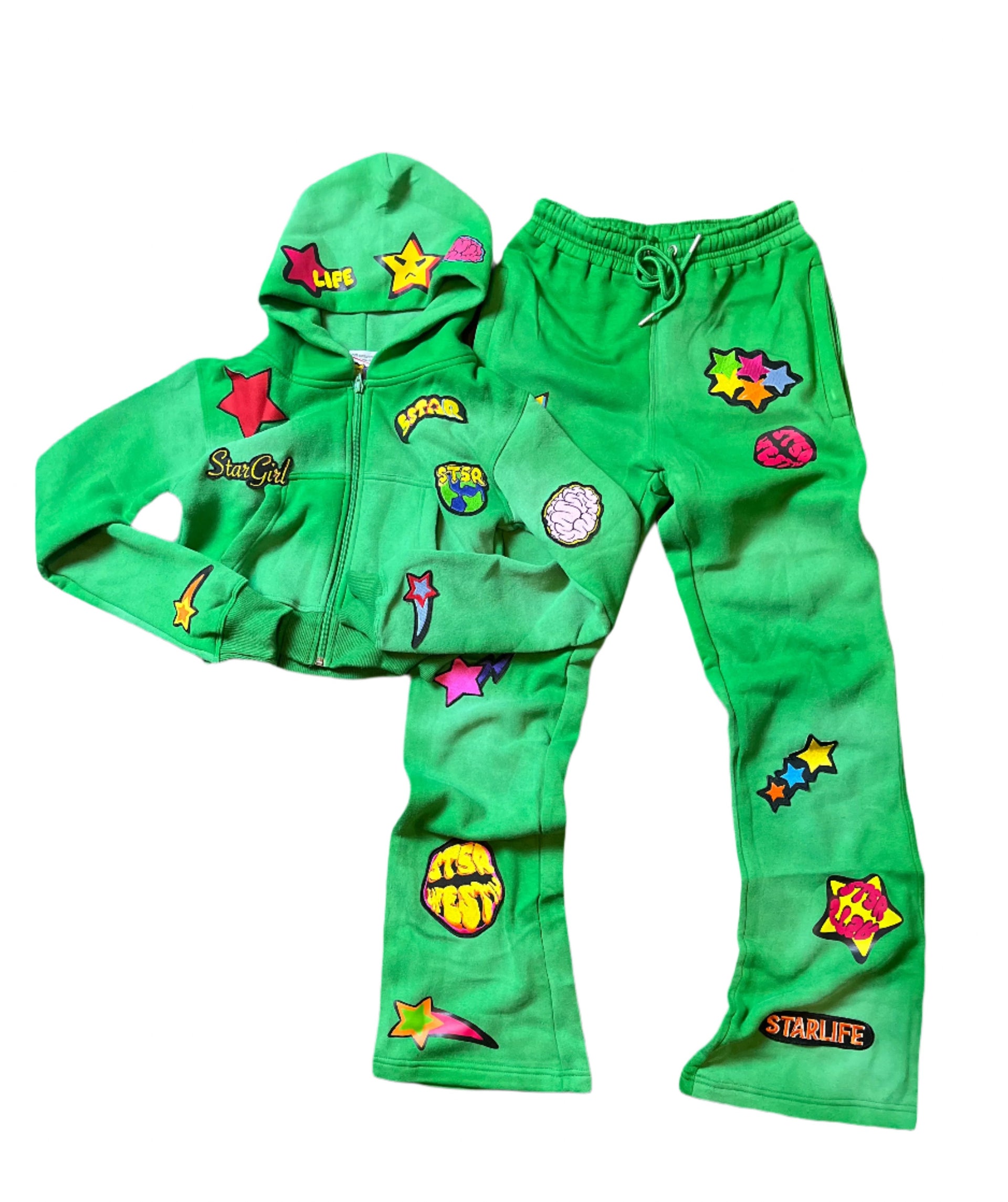 Green Star Girl Tracksuit Set