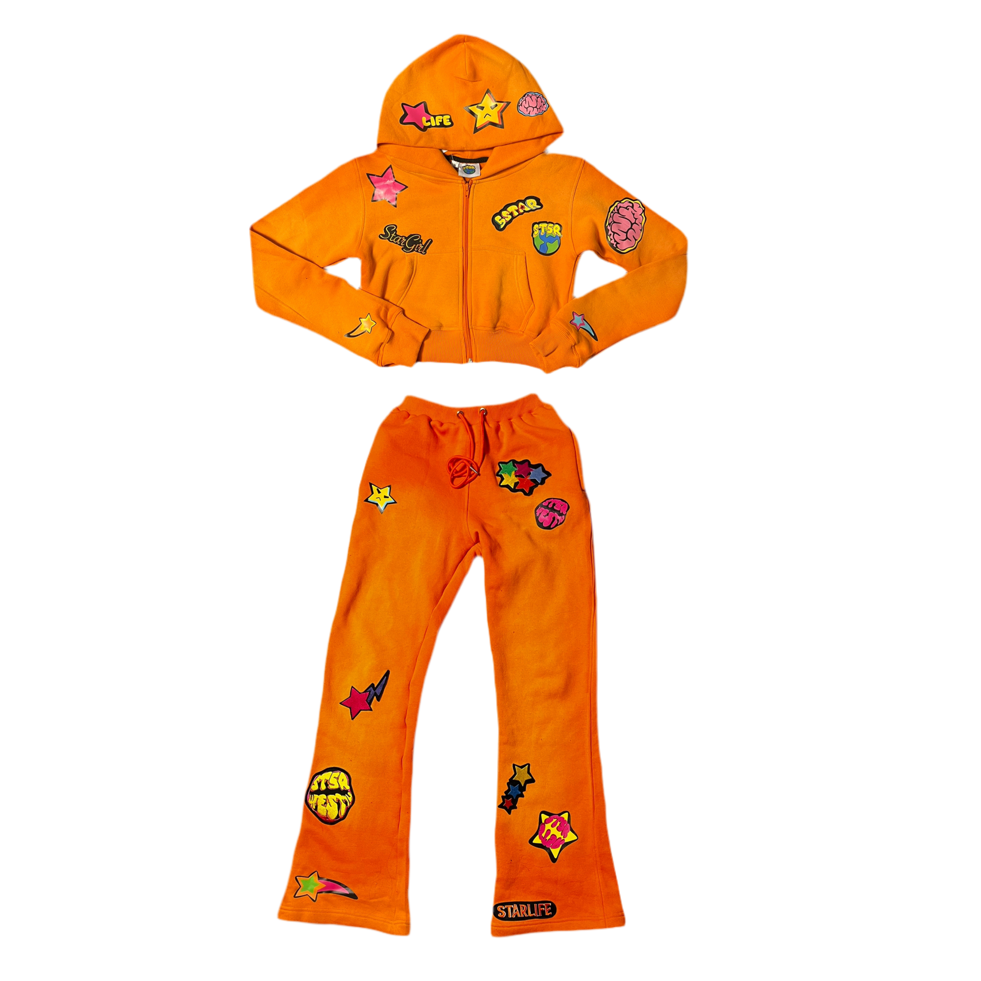 Orange Star Girl Tracksuit Set