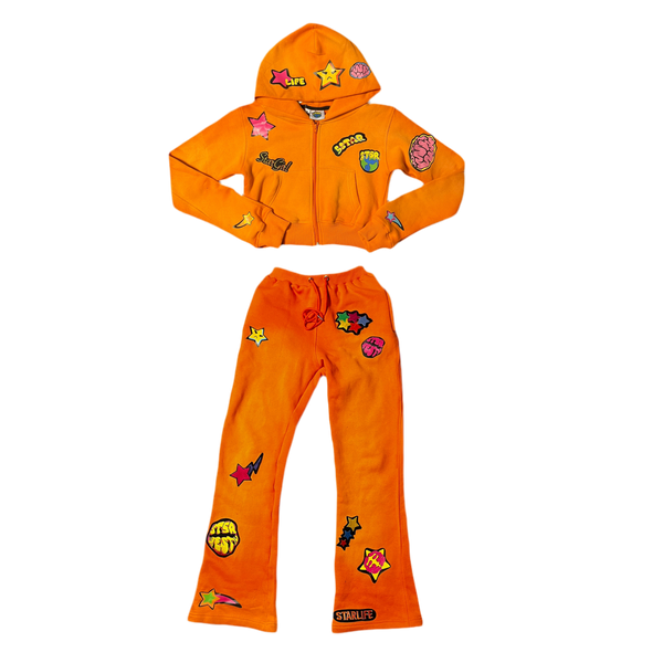 Orange Star Girl Tracksuit Set