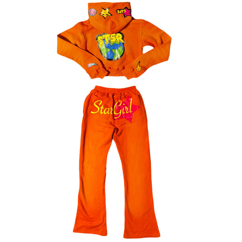 Orange Star Girl Tracksuit Set