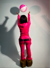 Pink Distressed Loungewear Set