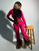 Pink Distressed Loungewear Set