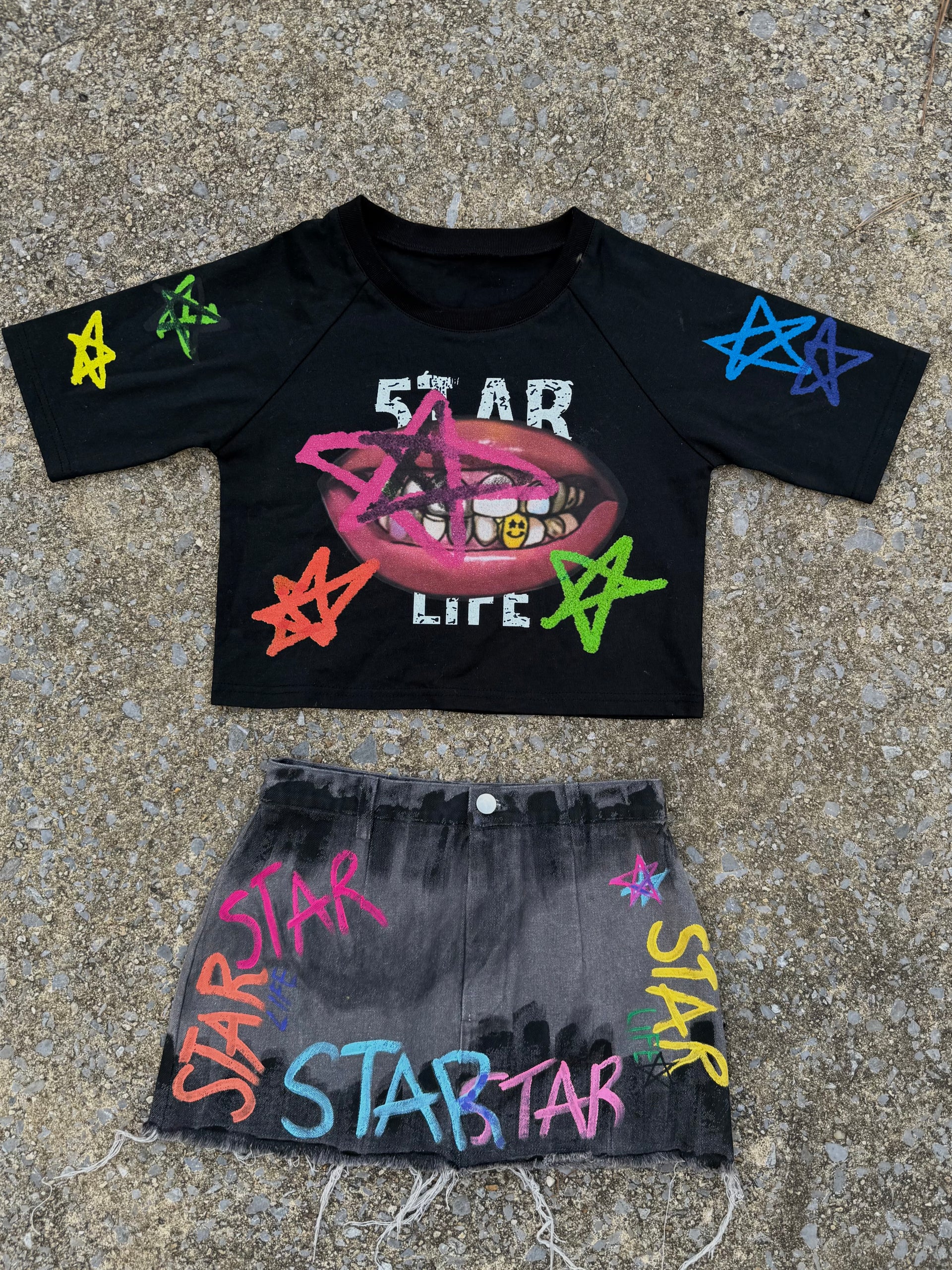 Black Cropped 'Stargirl' Tee