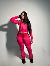 Pink Distressed Loungewear Set