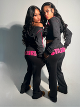 Black Distressed Loungewear Set