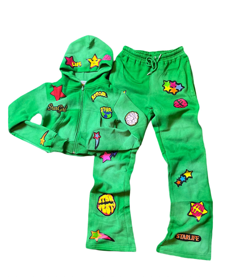 Green Star Girl Tracksuit Set