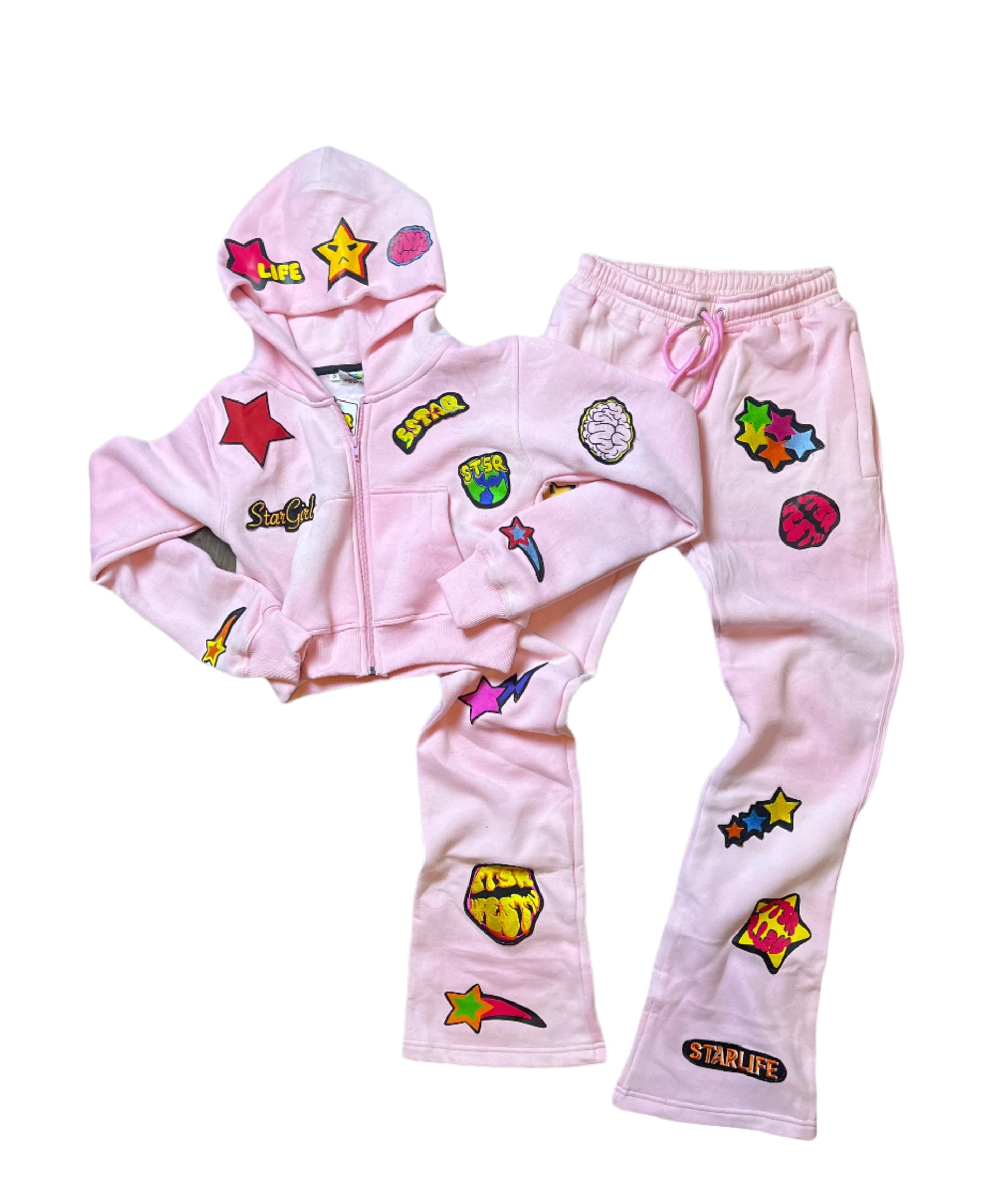 Baby Pink Star Girl Tracksuit Set