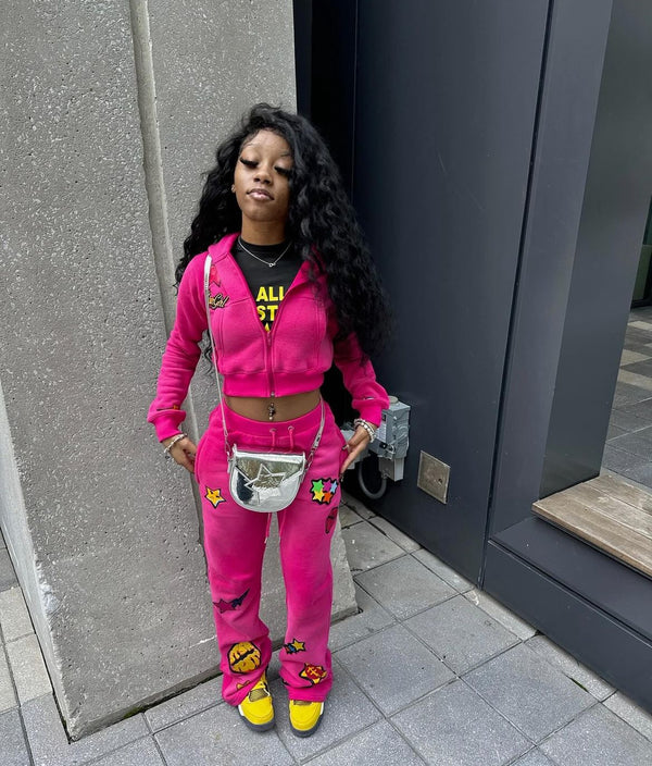Pink Star Girl Tracksuit Set
